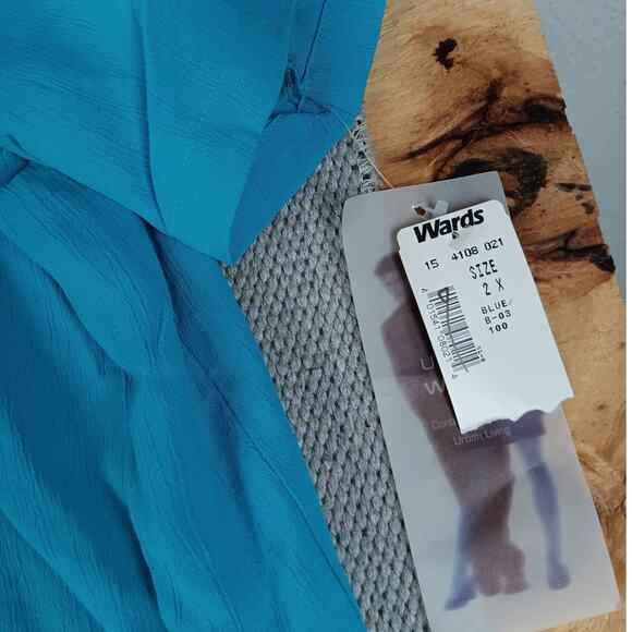 Vtg Urban Works Blouse Women's 2X Light Ice Blue 80s Breathable Summer Casual - Picture 2 of 11